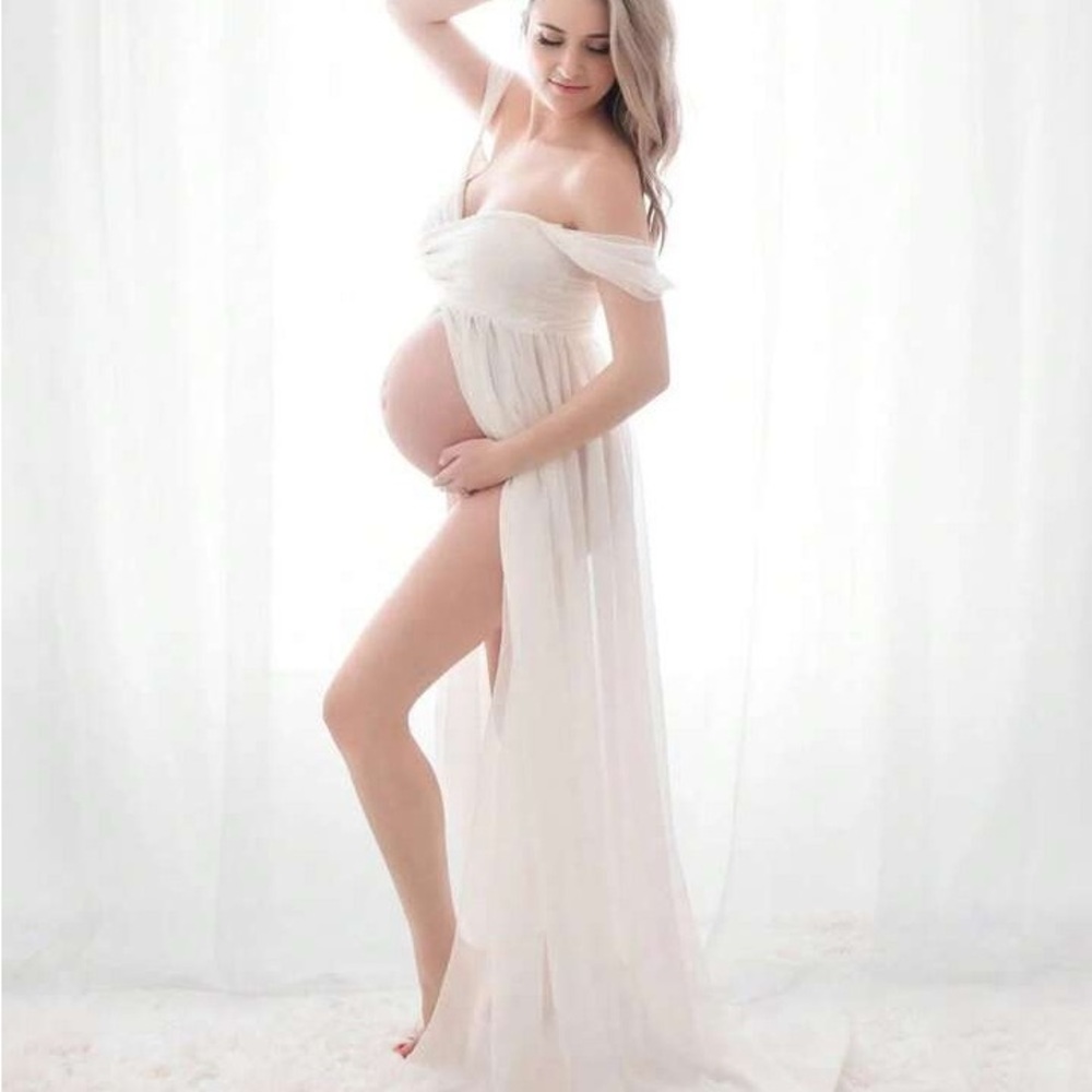 White maternity gown